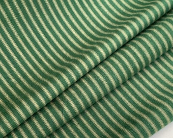 Homespun Striped Green and Beige Fabric - Woven, Doubled Sided ,Available in Yard(s), 1/2 yard, 1/4 yard, Fat Quarter - 6 oz. per yard - 47