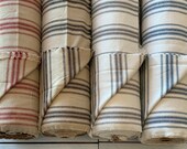 Grain Sack Fabric - Feed Sack Fabric - Ticking Fabric - Our EXCLUSIVE Fabric - Farmhouse Style - Black Stripes on Beige Light Brown -64 quot Wide