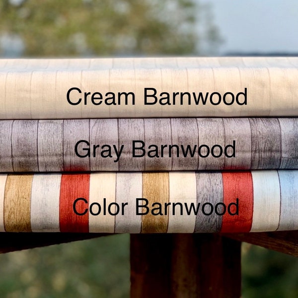 Barnwood Wood Plank Floor Fabric - Red, Cream, Gray - Thistle Hill Collection - 100% Cotton - Premium Quality - 44" Wide - FREE SHIPPING