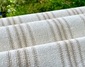 Grain Sack Fabric by the Yard - Ticking Fabric - French Country - Cottage Farmhouse Style - 1 to 12 YD. Cuts - Tan Stripes - 54 quot Wide