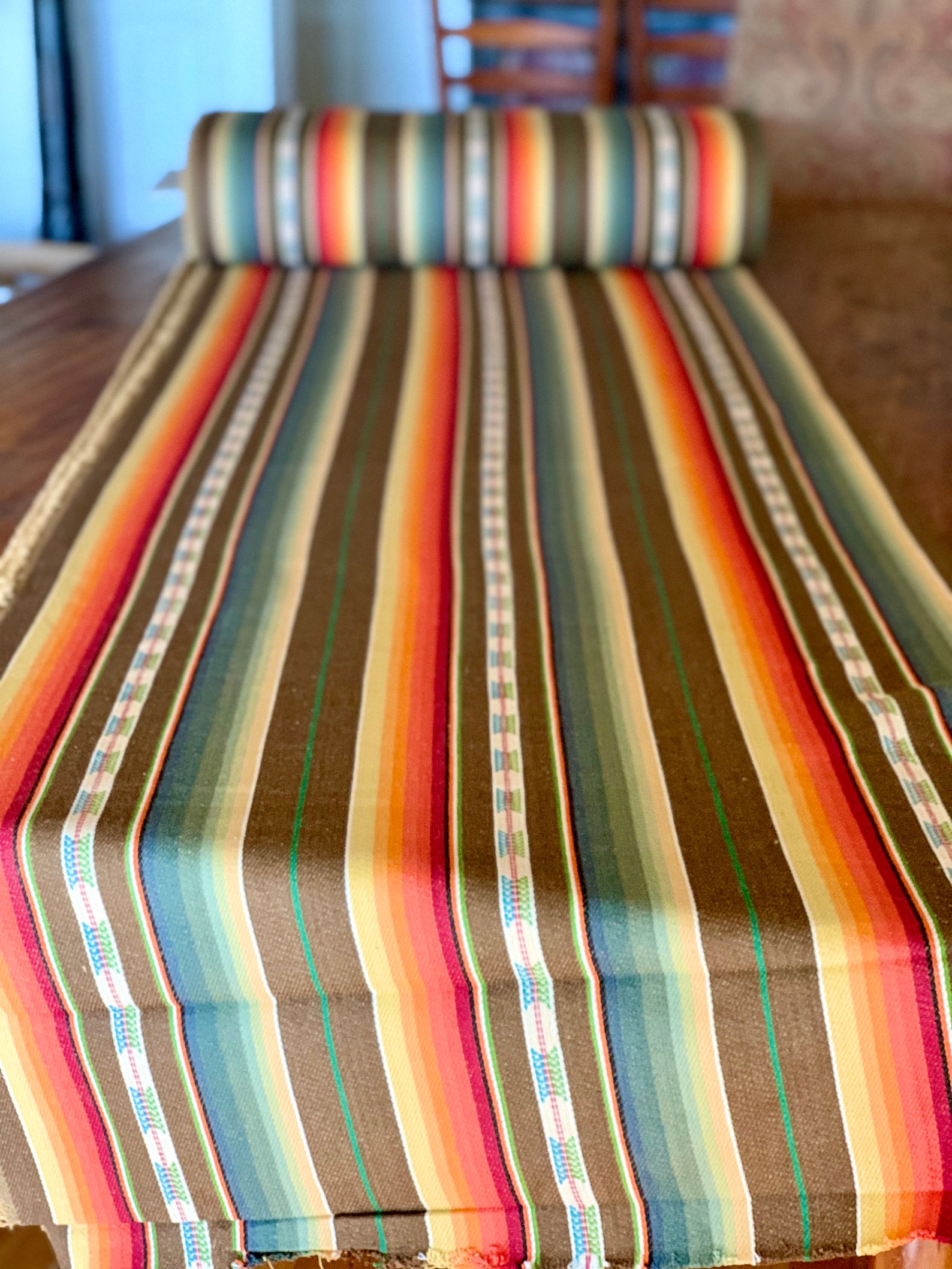 Faux Vintage Saddle Blanket Heavy Weight Twill Fabric Ethnic Stripe BOHO Ranch Fabric Western