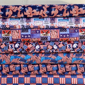 Patriotic Americana 4th of July Fabric - Patriotic Grunge Collection - Independence Day - Cotton - By the Yard or Fat Quarter Bundle