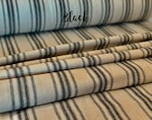 Grain Sack Fabric - Feed Sack Fabric - Ticking Fabric - Our EXCLUSIVE Fabric - Farmhouse Style - Black Stripes on Beige Light Brown -63 quot Wide