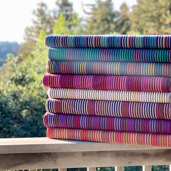 Striped Boho Serape Style Homespun Fabric - 100% Cotton - 44” Wide - Available by the Yard or Fat Quarter Bundles