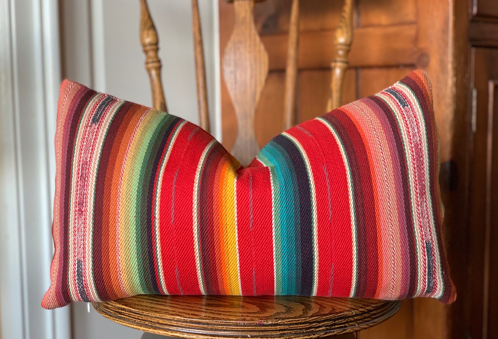 Serape Southwest Stripe Orange Floor Pillow main image 0