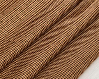 Homespun Mini Plaid Check Mustard & Black Fabric - Woven, Doubled Sided, Available in Yard(s), 1/2 yard, 1/4 yard, Fat Quarter - 6 oz. #5053