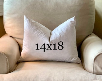Feather Pillow Insert - 100% Downproof Cotton - Lumbar Pillow - Feather  Hypoallergenic Fill - 14x18 - Premium Quality