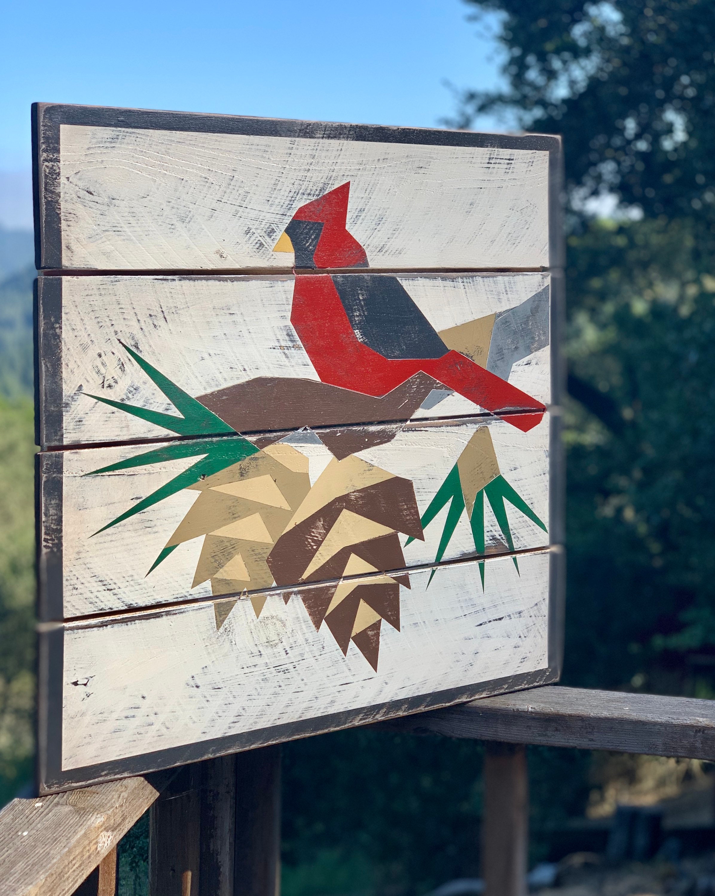 Barn Quilt Cardinal Red Bird Quilt Christmas Decor Etsy