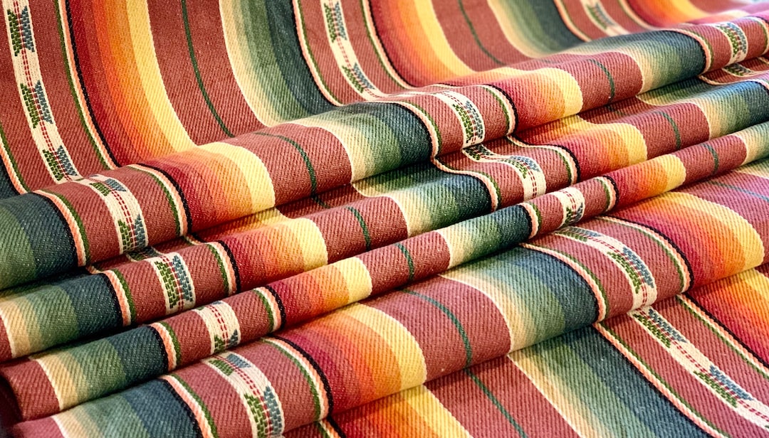 Faux Vintage Saddle Blanket Heavy Weight Twill Fabric Ethnic Stripe