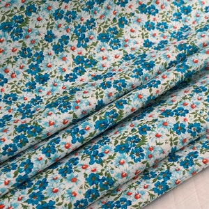 Spring Floral Fabric Collection - Aqua Floral - Calico Print - Cotton - By the Yard & Fat Quarter Bundle