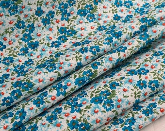 Spring Floral Fabric Collection - Aqua Floral - Calico Print - Cotton - By the Yard & Fat Quarter Bundle