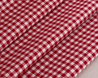 Red Gingham Small Check Plaid Buffalo Plaid- Small Check - 100% Cotton - By the fat quarter, 1/4, 1/2, & Yards- 44" Wide