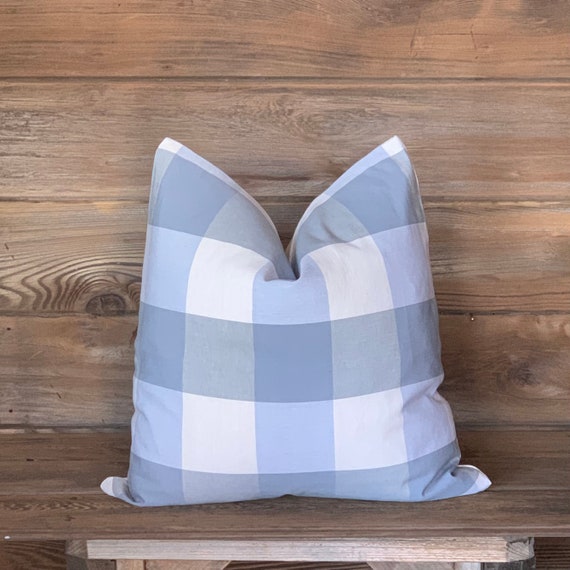 Lilac Buffalo Plaid Pillow Cover - Lilac Check Pillow Cover - Large Check Pattern Upholstery Grade Fabric Throw, Zipper, Feather/Down Insert