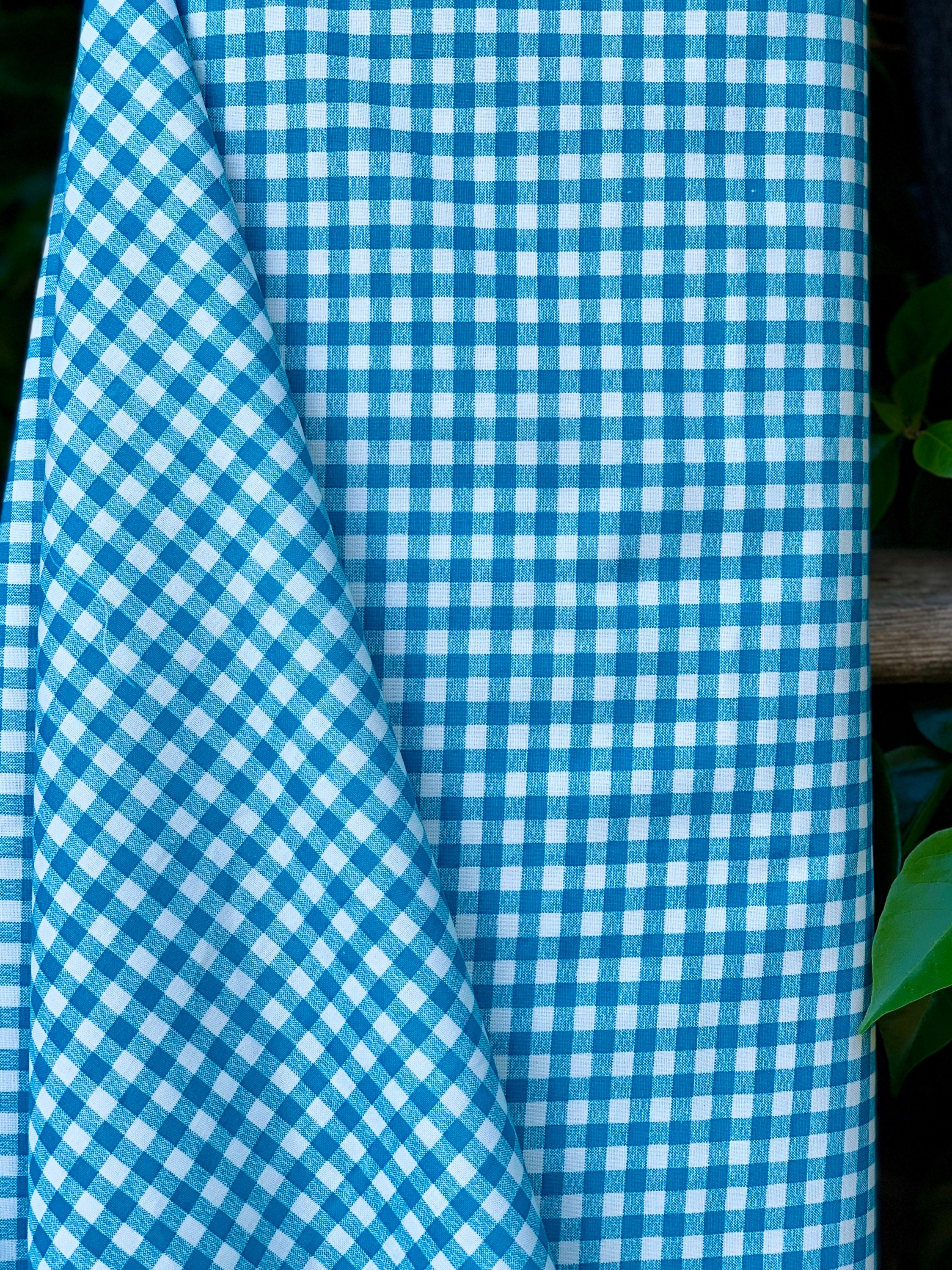 Blue Turquoise Gingham Check Plaid Small Check image