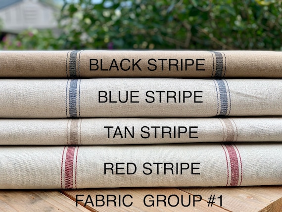 54 Ticking Fabric by the Yard 100 Duck Cotton Canvas French Country Cottage  Farmhouse Style Red Blue Black Stripes 