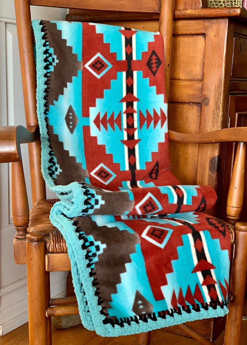 Native American Style Fleece Blanket Throw Southwest Blanket Etsy