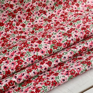 Stoffencollectie lentebloemen - rode bloemen - calicoprint - katoen - op maat gesneden en fat Quarter