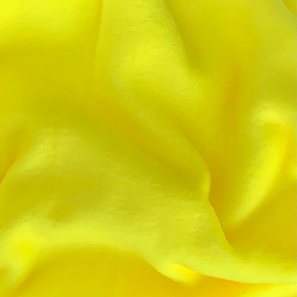 Solid Bright Yellow Anti-Pill Lux Fleece Fabric By The Yard - Soft - Polyester - 60" Wide