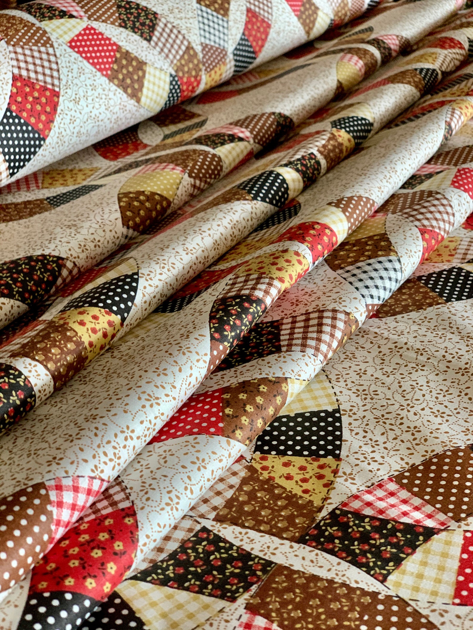 FABRIC Quilt Top 90 Wide Cheater Quilt Top Calico Double Etsy