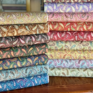 Paisley Fabric - Paisley Bandana Fabric - Paisley Quilter Cotton Fabric - Available in 16 Colors - By the Yard or Fat Quarter Bundle