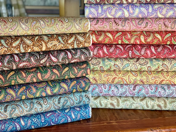 Paisley Fabric Paisley Bandana Fabric Paisley Quilter Cotton Fabric Available in 16 Colors by the Yard or Fat Quarter Bundle Etsy