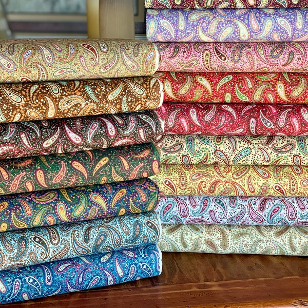 Paisley Fabric - Paisley Bandana Fabric - Paisley Quilter Cotton Fabric - Available in 16 Colors - By the Yard or Fat Quarter Bundle