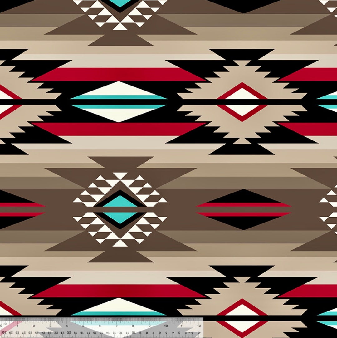 Fleece Fabric by the Yard Native American Inspired Pattern Anti Pill