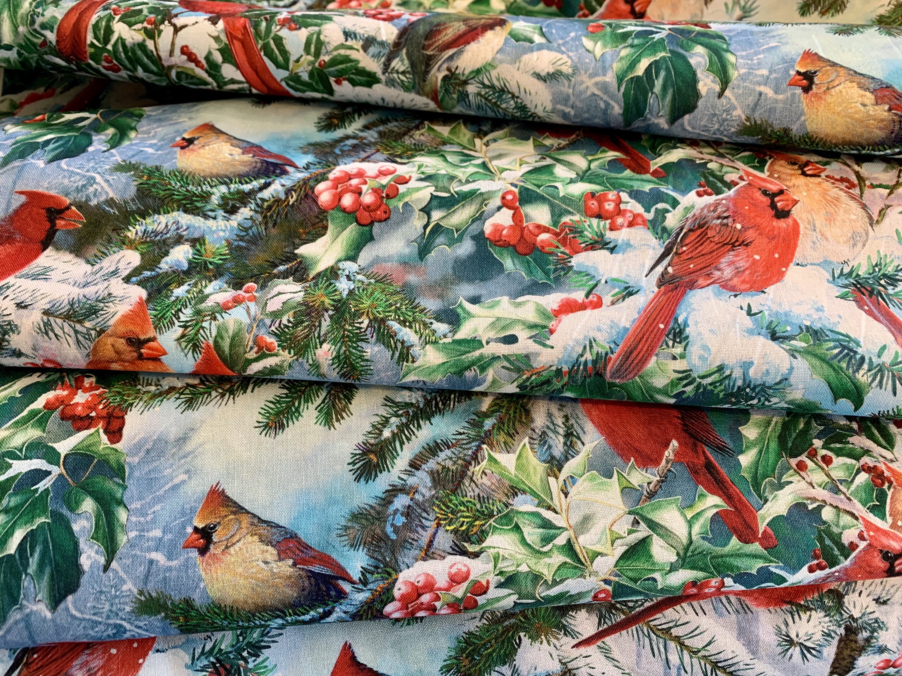 Cardinal Red Bird Fabric Etsy
