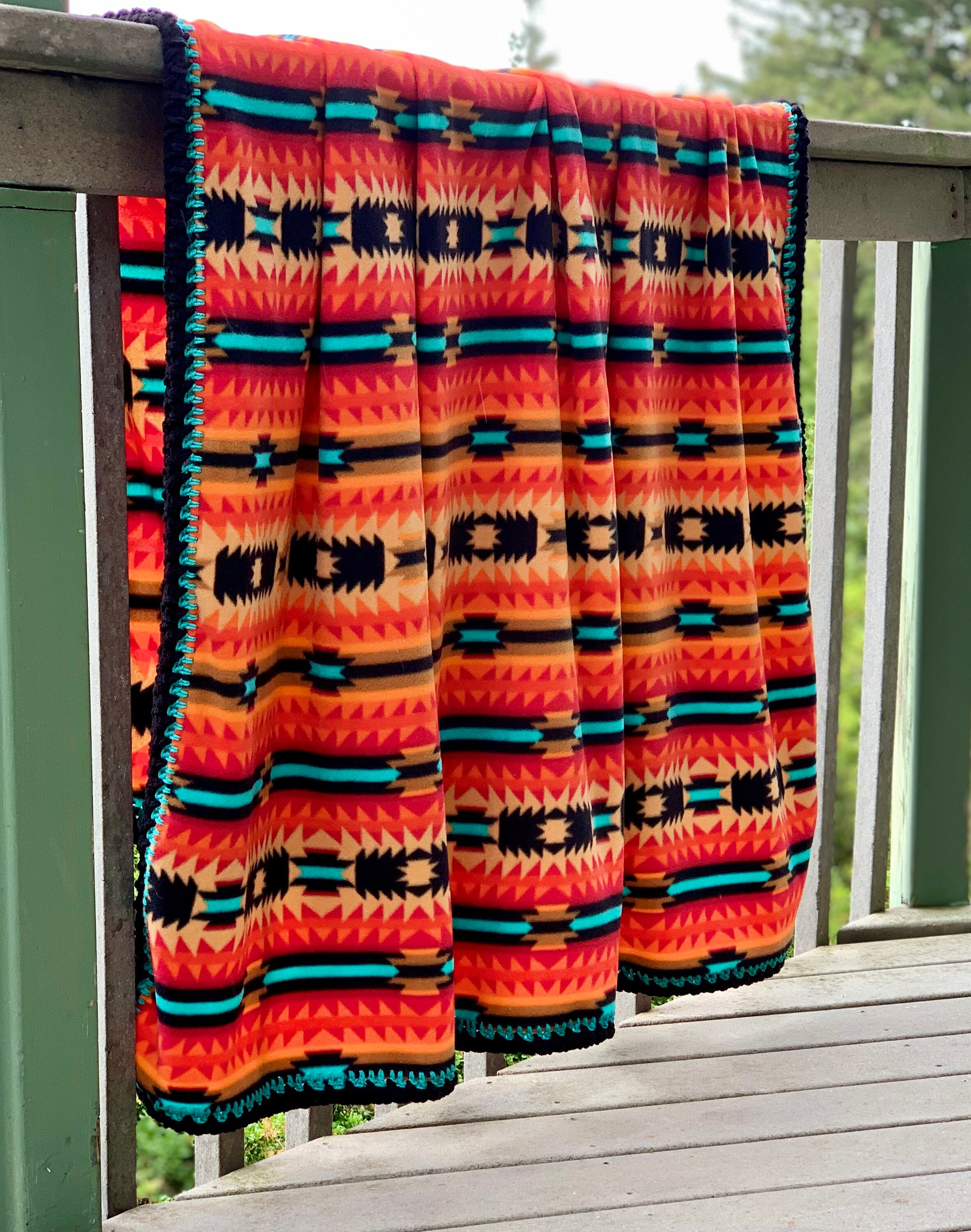Western Tribal Throw Blanket Etsy