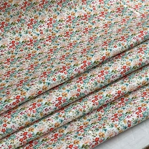 Tiny Floral, Farm Meadow by Clare Therese Gray Windham Fabrics - Ivory 52797-1 Cotton Fabric by the Yd, 1/2 yd, 1/4 yd, and Fat Quarter