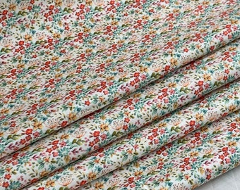 Tiny Floral, Farm Meadow by Clare Therese Gray Windham Fabrics - Ivory 52797-1 Cotton Fabric by the Yd, 1/2 yd, 1/4 yd, and Fat Quarter