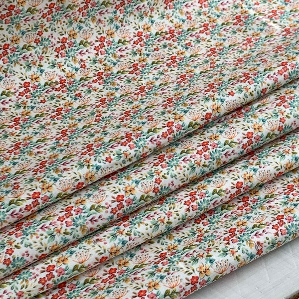 Tiny Floral, Farm Meadow by Clare Therese Gray Windham Fabrics - Ivory 52797-1 Cotton Fabric by the Yd, 1/2 yd, 1/4 yd, and Fat Quarter