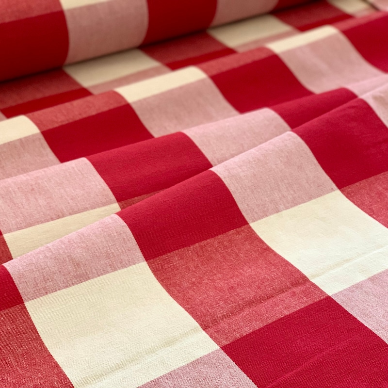 Red Check Fabric Drapery - Etsy