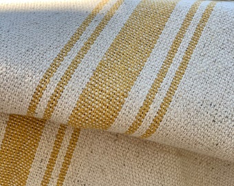 Grain Sack Fabric by the Yard - Ticking Fabric - French Country - Cottage Farmhouse Style - Yellow Stripes - 54" Wide -1 to 12 YD. Cuts