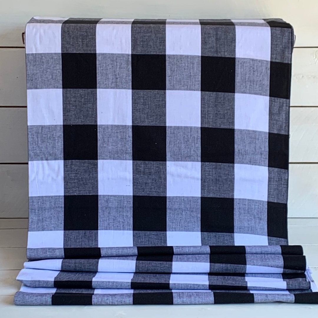 Homespun Black and White Check Buffalo Plaid Fabric - 3" Squares ...