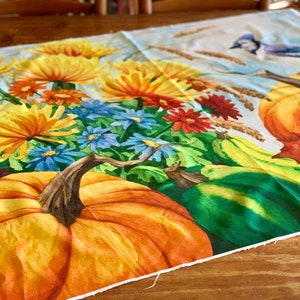 NEW David Textiles Birds for all Seasons - Pumpkins and Birds Panel and Fabric by the Yard - Fall Fabric - 44" - 100% Cotton