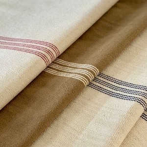 Grain Sack Fabric - Ticking Fabric - French Country - Cottage Farmhouse Style - Red Blue Brown Cream/Offwhite - 54&quot;