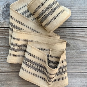Nastro del sacco di grano - Nastro a strisce beige marrone chiaro - Ghirlanda di alberi di fattoria - Ghirlanda di fattoria - Nastro a strisce ticchettio - 4 pollici di larghezza -5yds
