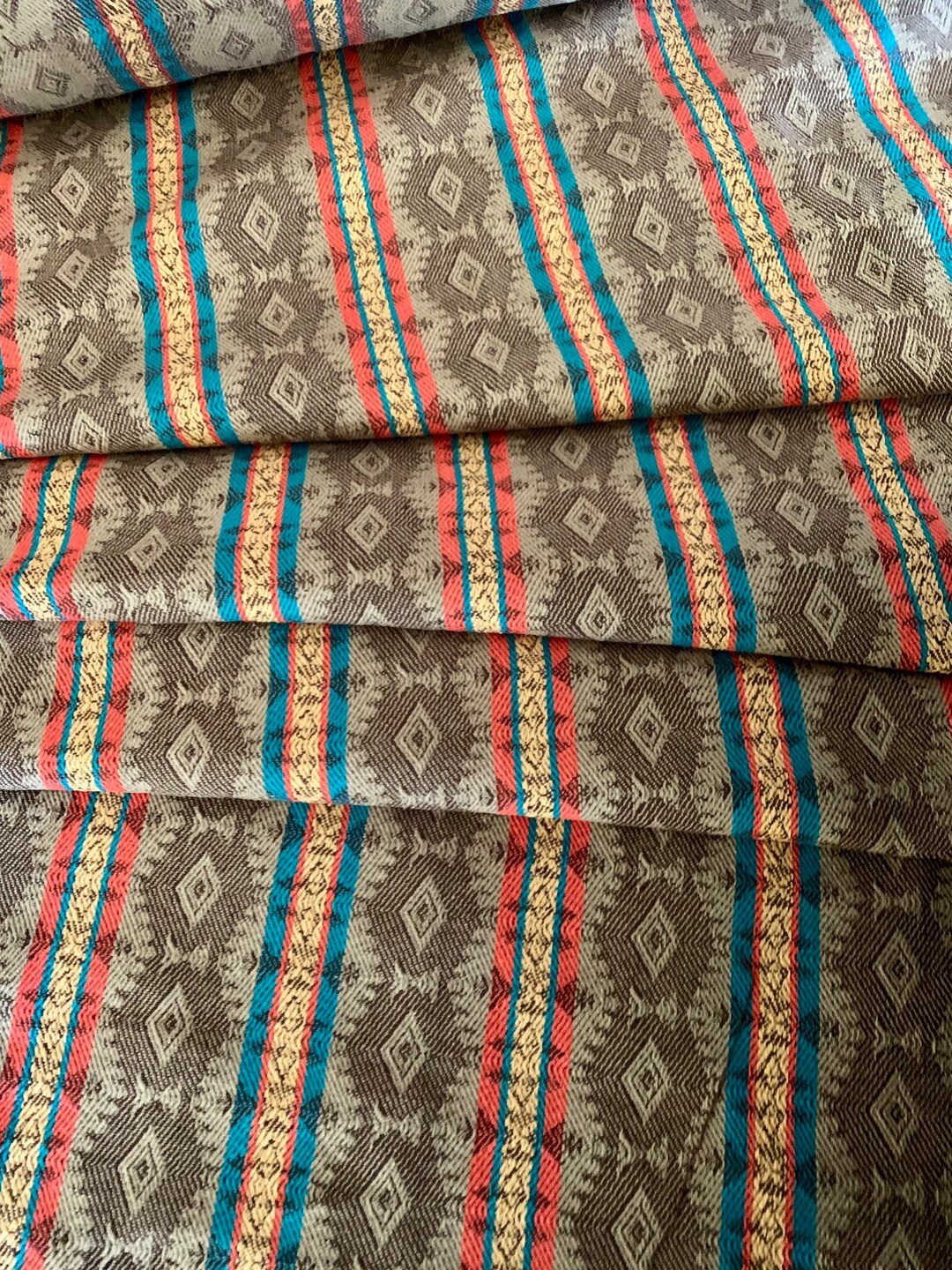 Faux Vintage Saddle Blanket Heavy Weight Twill Fabric Ethnic Stripe