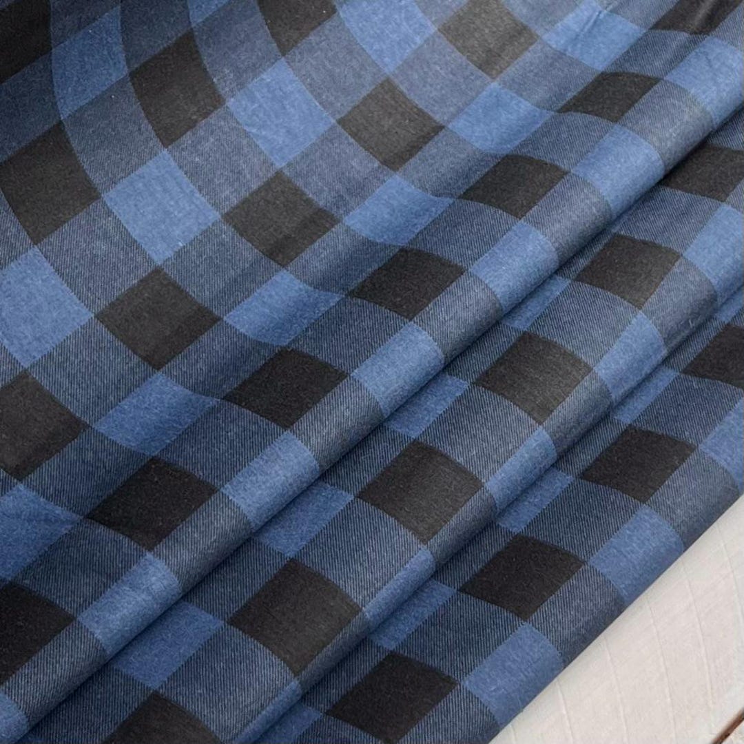 Blue and Black - Buffalo Plaid Fabric - 100% Quilter Cotton by the Yard ...
