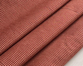Tessuto a quadri mini rosso e beige Homespun - Tessuto, double face, disponibile in metri, 1/2 metro, 1/4 metro, Fat Quarter - Quadrati da 3/8" - #33