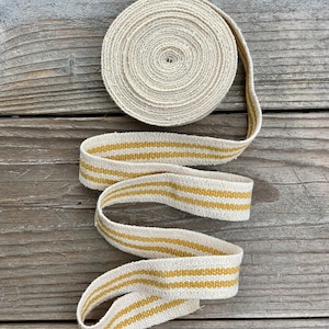 Graan Sack Lint - Geel en Crème Gestreept Lint - Tikkend Lint - Cadeaupapier Lint - Feed Sack Jute Lint- 1 Inch Breed -5Yd.Roll