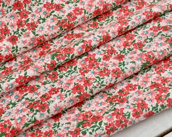 Spring Floral Fabric Collection - Corral and Pink Floral - Calico Print - Cotton - By the Yard & Fat Quarter Bundle