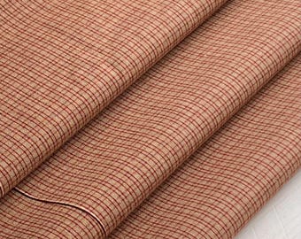 Homespun Plaid Mini Tartan Brick Red & Brown Fabric - Woven, Doubled Sided,Avail. by the Yard(s), 1/2 yd, 1/4 yd, Fat Qtr 6oz.#101 SG