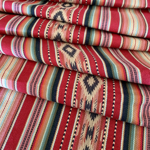 Faux Vintage Saddle Blanket Heavy Weight Twill Fabric - Ethnic Stripe - BOHO Ranch Fabric - Western Fabric - Southwest Fabric - Serape Style