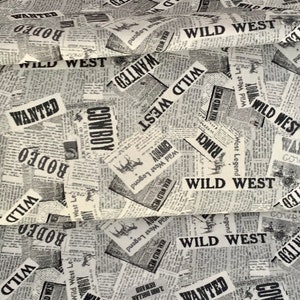 Newspaper print from Desert Cowboy Collection by Windham Fabrics - 100% Cotton - Horse Fabric - Southwest Fabric - Cowboy Fabric - Western