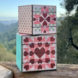 OUT OF STOCK Mini Barn Quilt - Valentines Day Barn Quilt - Heart Barn Quilt - Valentine Decor - Tiered Tray Valentine Wood Block