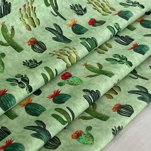Cowboy UP - QT Fabrics - 1649-29848-H 100% bawełna pikowana - Cactus - tkanina dziecięca w stylu western - do użytku na odzież, rękodzieło i dekoracje