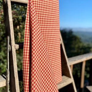 BRAK W MAGAZYNIE Tkanina Homespun cięta na wymiar - Ciężka - Kratka w kolorze czerwonym i kremowym - Styl wiejski - Chatka w stylu rustykalnym - Darmowa wysyłka