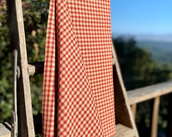 OUT OF STOCK Homespun Fabric  by the Yard - Heavy Weight - Red and Cream Check Plaid - Farmhouse Style - Cabin Rustic -Free Shipping